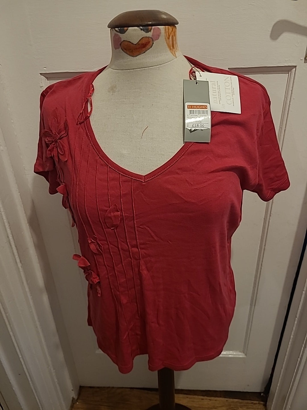 Brand New Ladies Mia Moda Size 18 Cerise Short Sleeved Blouse