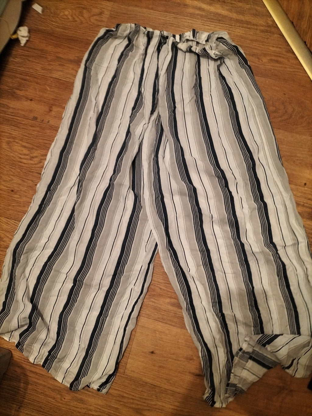 Ladies Size Small Blue/Grey/White Striped Elasticated Pyjama Bottoms