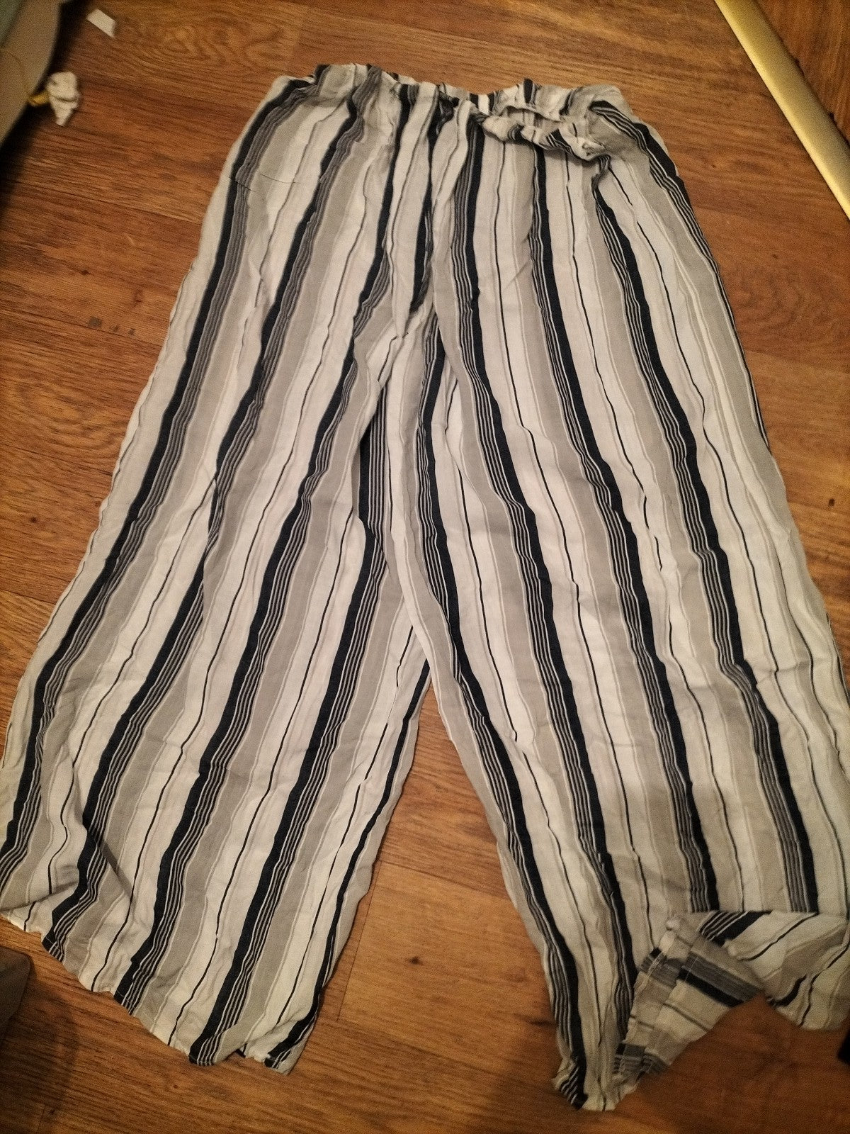 Ladies Size Small Blue/Grey/White Striped Elasticated Pyjama Bottoms