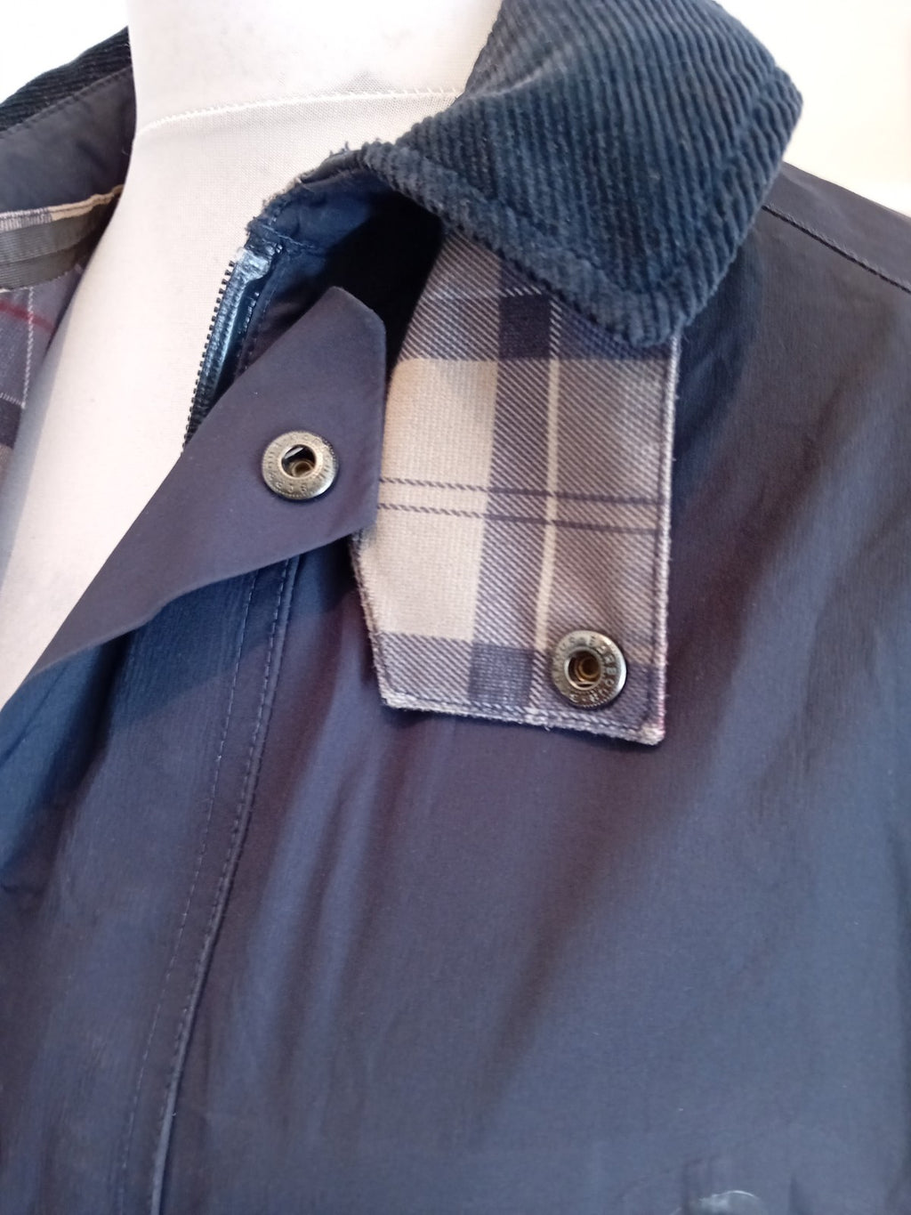 Barbour XL Navy Tartan Lined Waterproof Coat