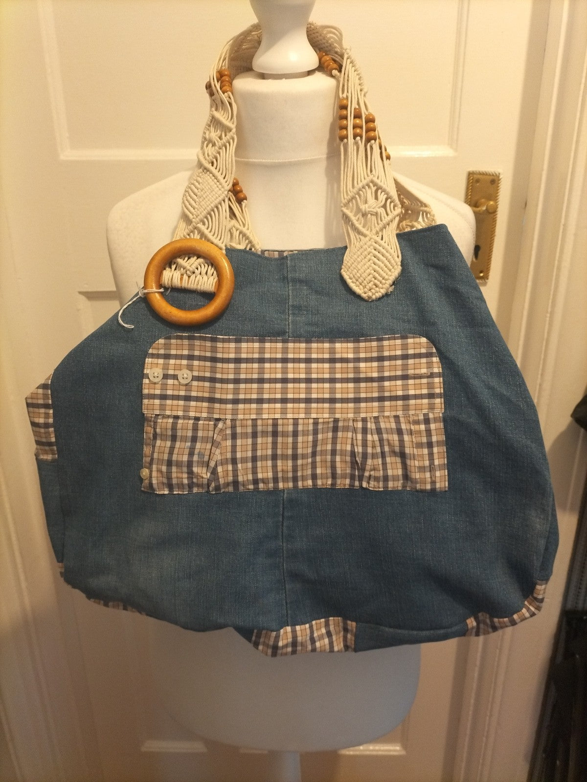 Ladies Denim Wooven Strap Handbag