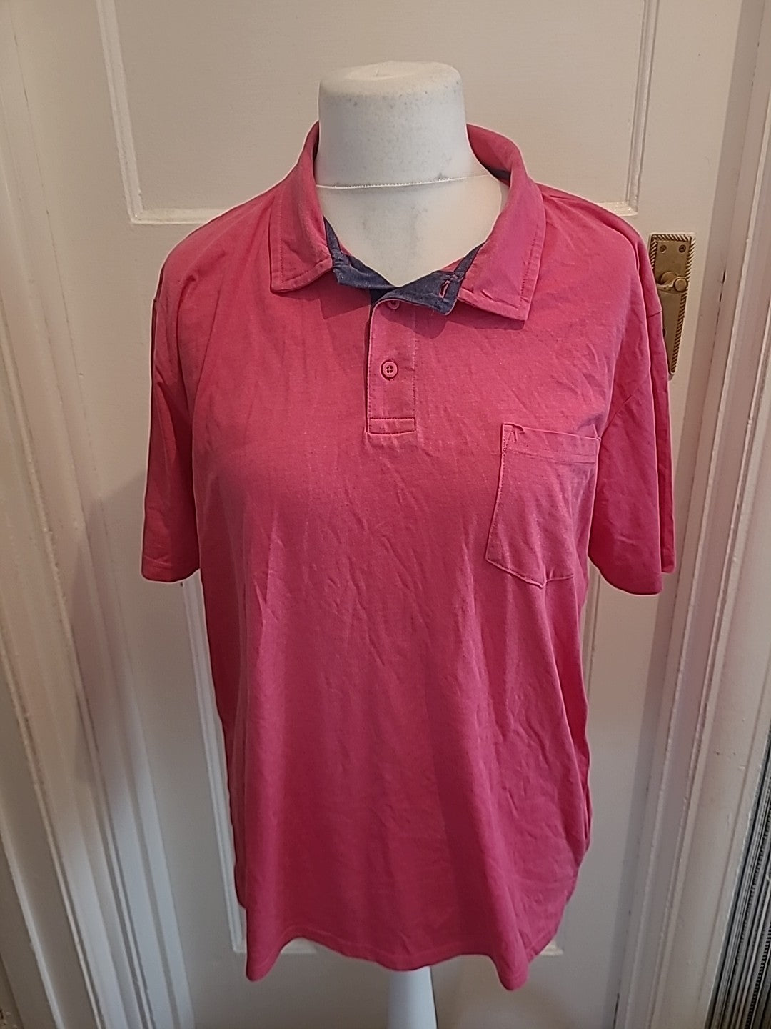 Mens Atlas Size Large Pink Short Sleeved Polo