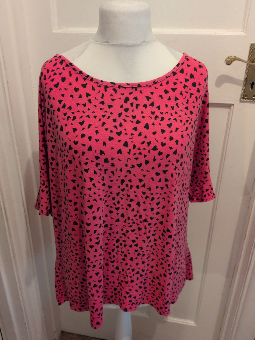 George 20-22 Pink And Black Short Sleeve Pyjama Top
