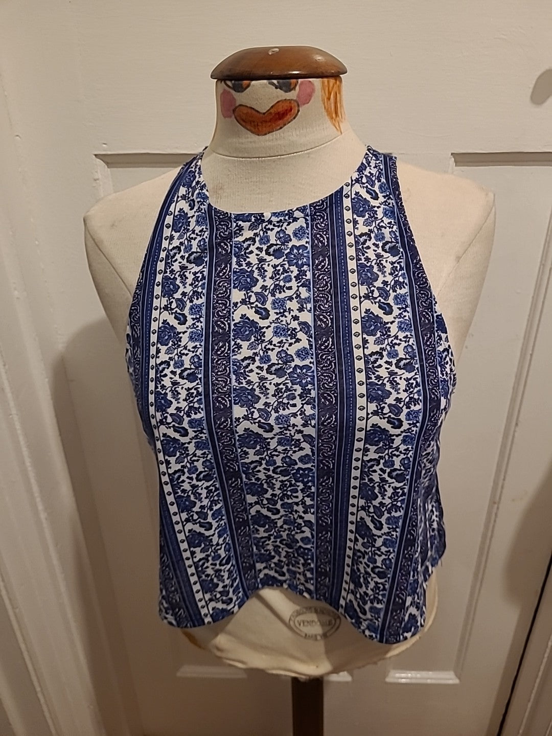 Ladies Size S Navy And White Sleeveless H&M