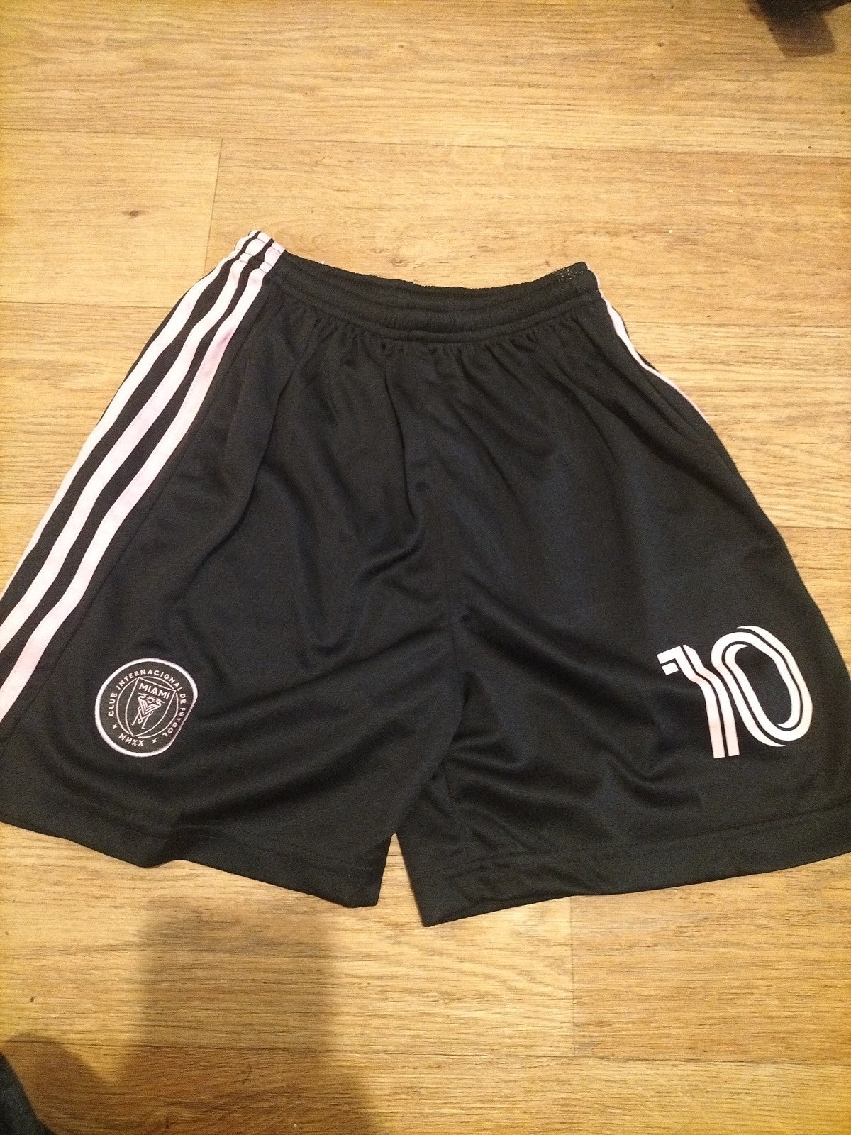 Boys Size 28" Black Inter Miami Number 10 Shorts