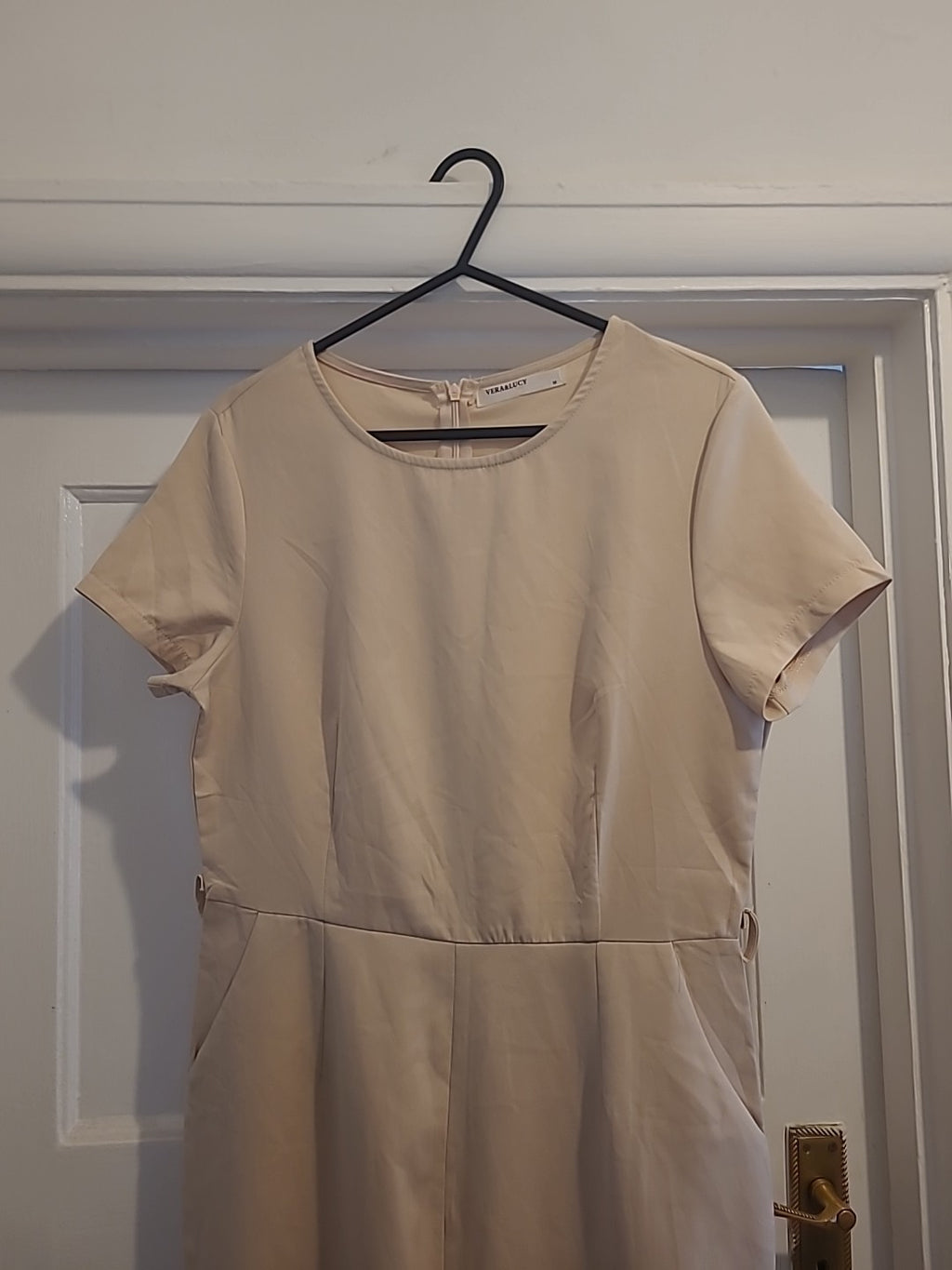 Ladies Vera&Lucy Size Medium Beige Short Sleeved Jumpsuit
