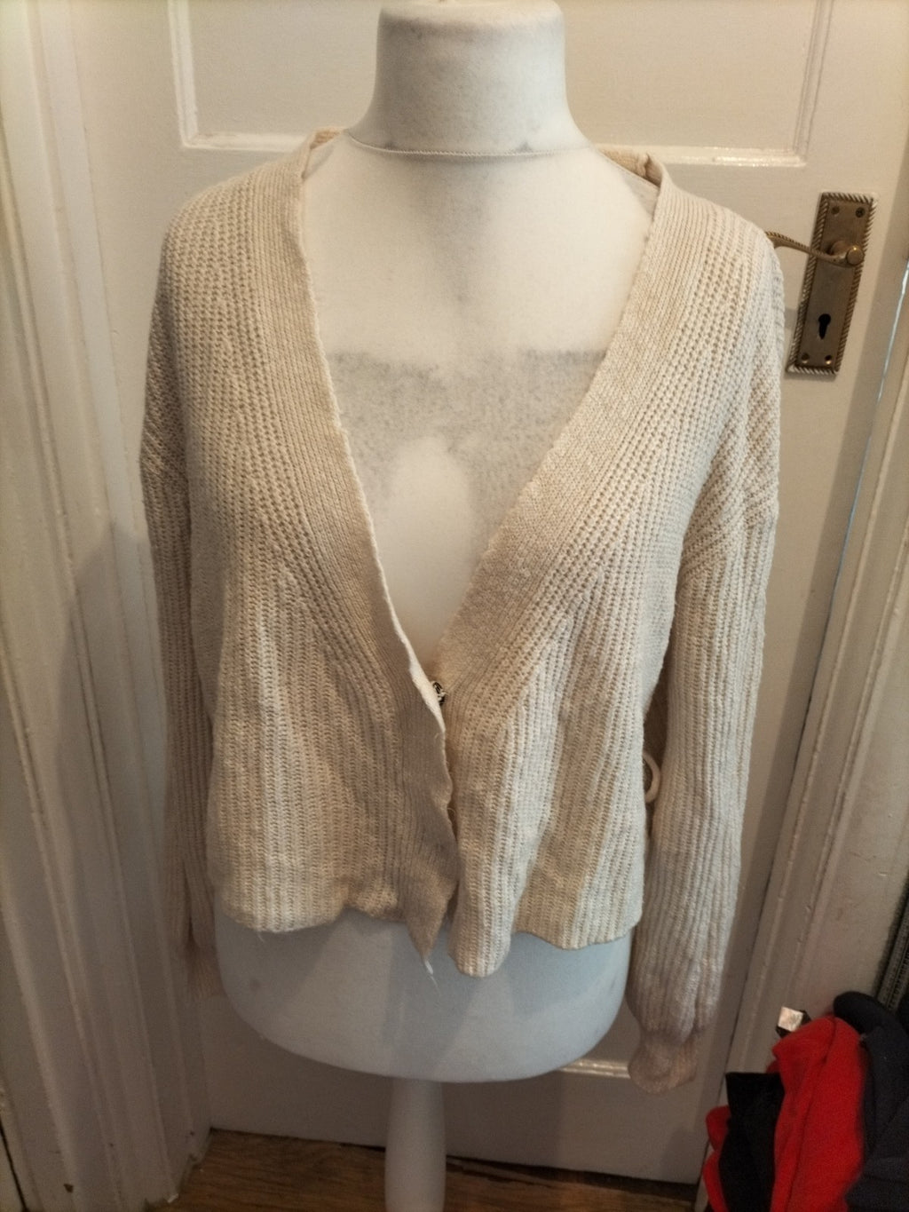 Ladies Na-kd Size Small Cream Knit Cardigan
