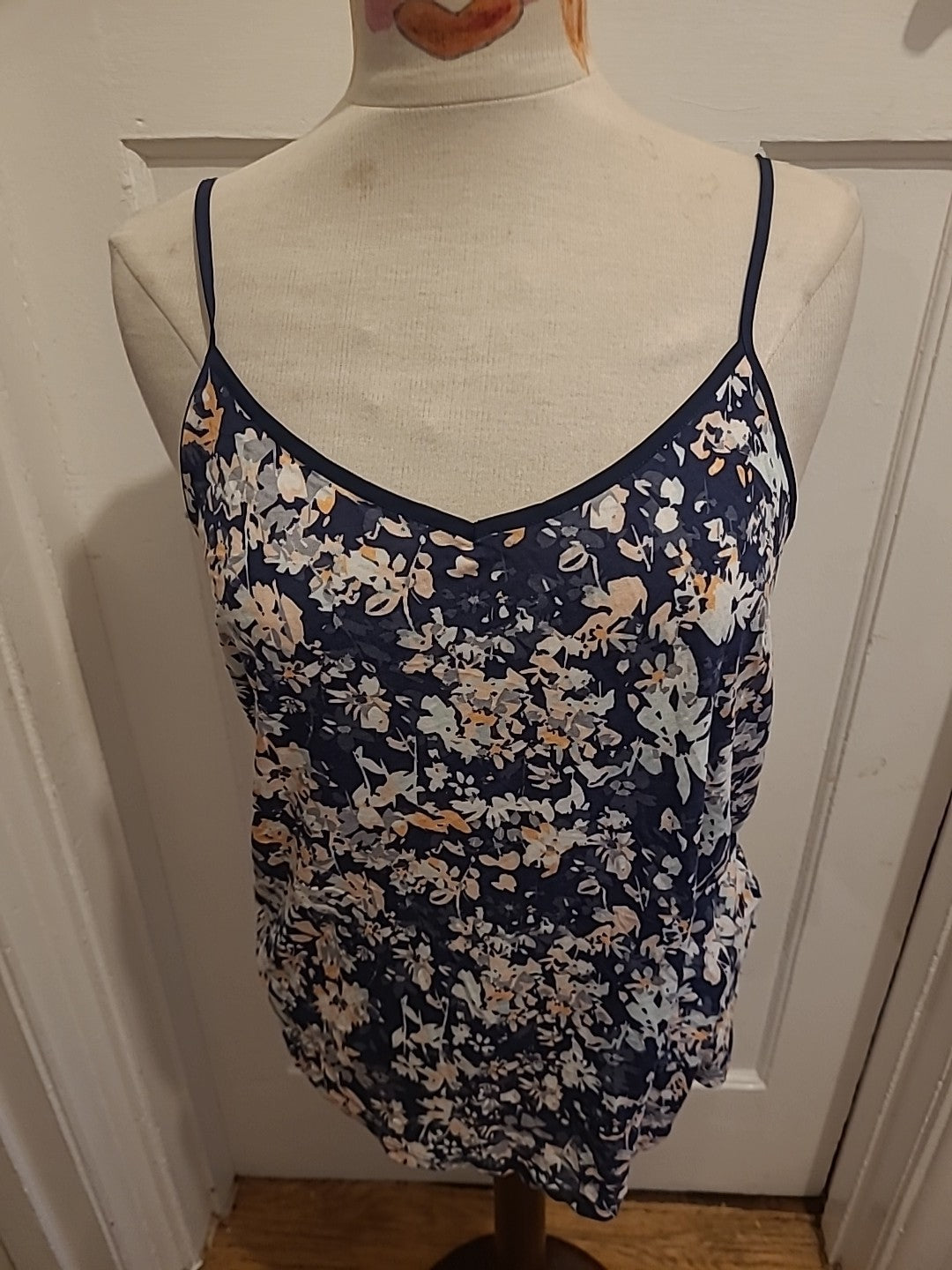 Ladies Next Size 10 Navy Floral Sleeveless Pyjama Top