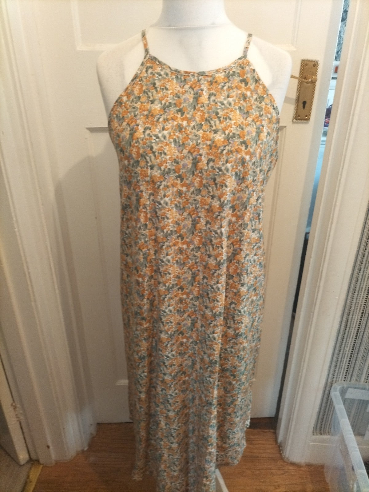 Brand New Ladies Vonda Size 2XL Green/Orange Sleeveless Dress