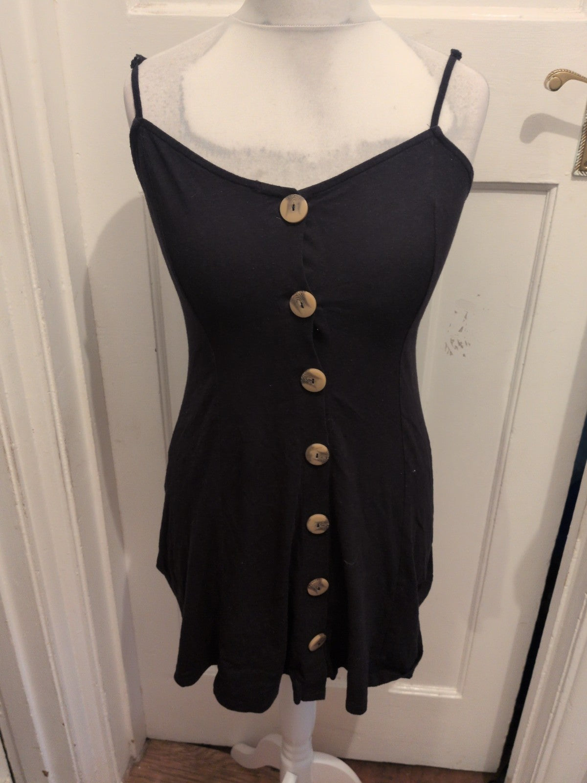ASOS 12 Black With Buttons Sleeveless Blouse