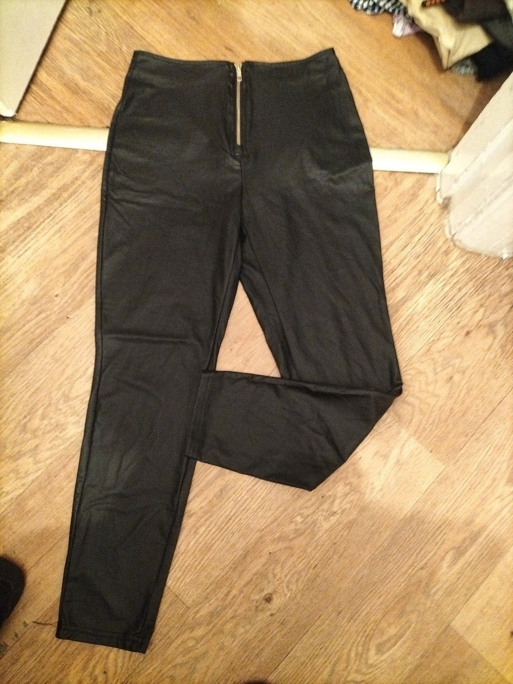 Shein Petite Large Black Pleather Trousers