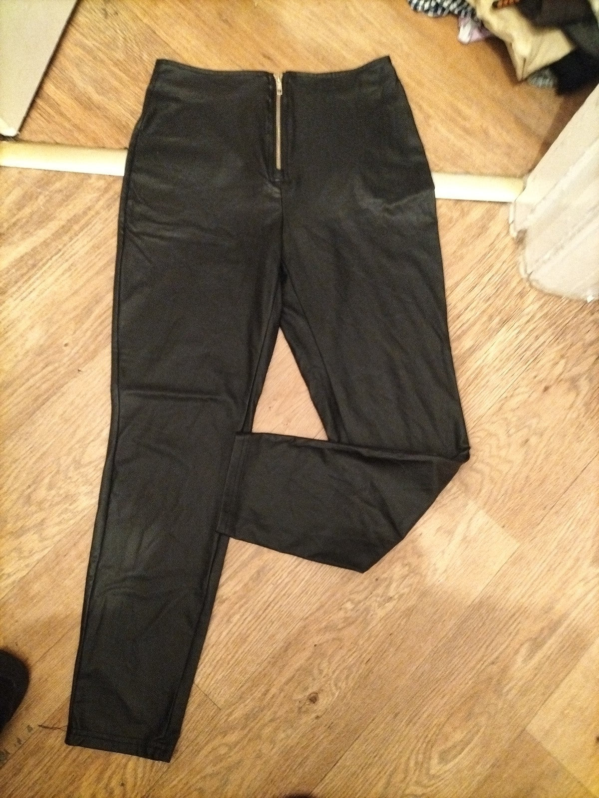 Shein Petite Large Black Pleather Trousers