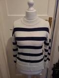Ladies Papaya Xs White And Black Xs Round Neck long Sleeve Jumper