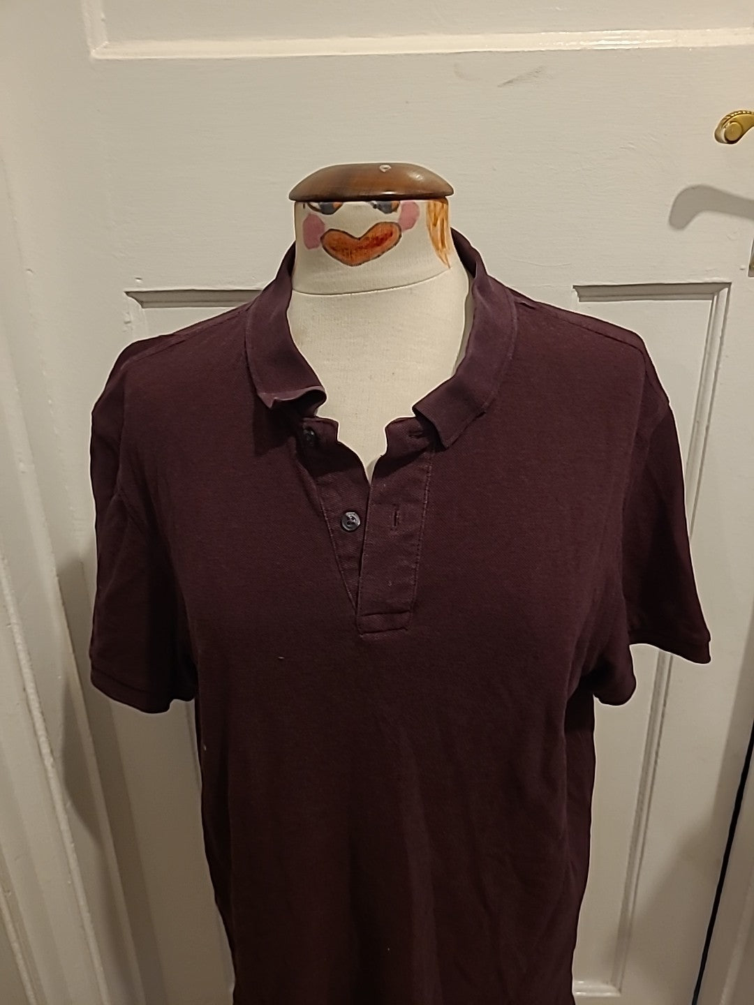 Mens M&S Size L Regular Fit Deep Purple Polo Short Sleeve