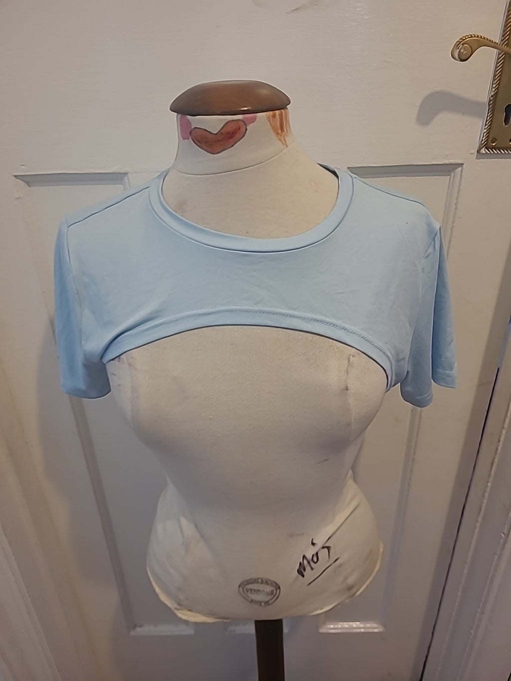 Ladies Shein Size Large Baby Blue Short Sleeve Cropped Cardigan