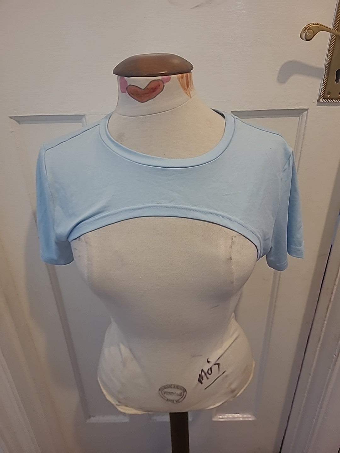 Ladies Shein Size Large Baby Blue Short Sleeve Cropped Cardigan