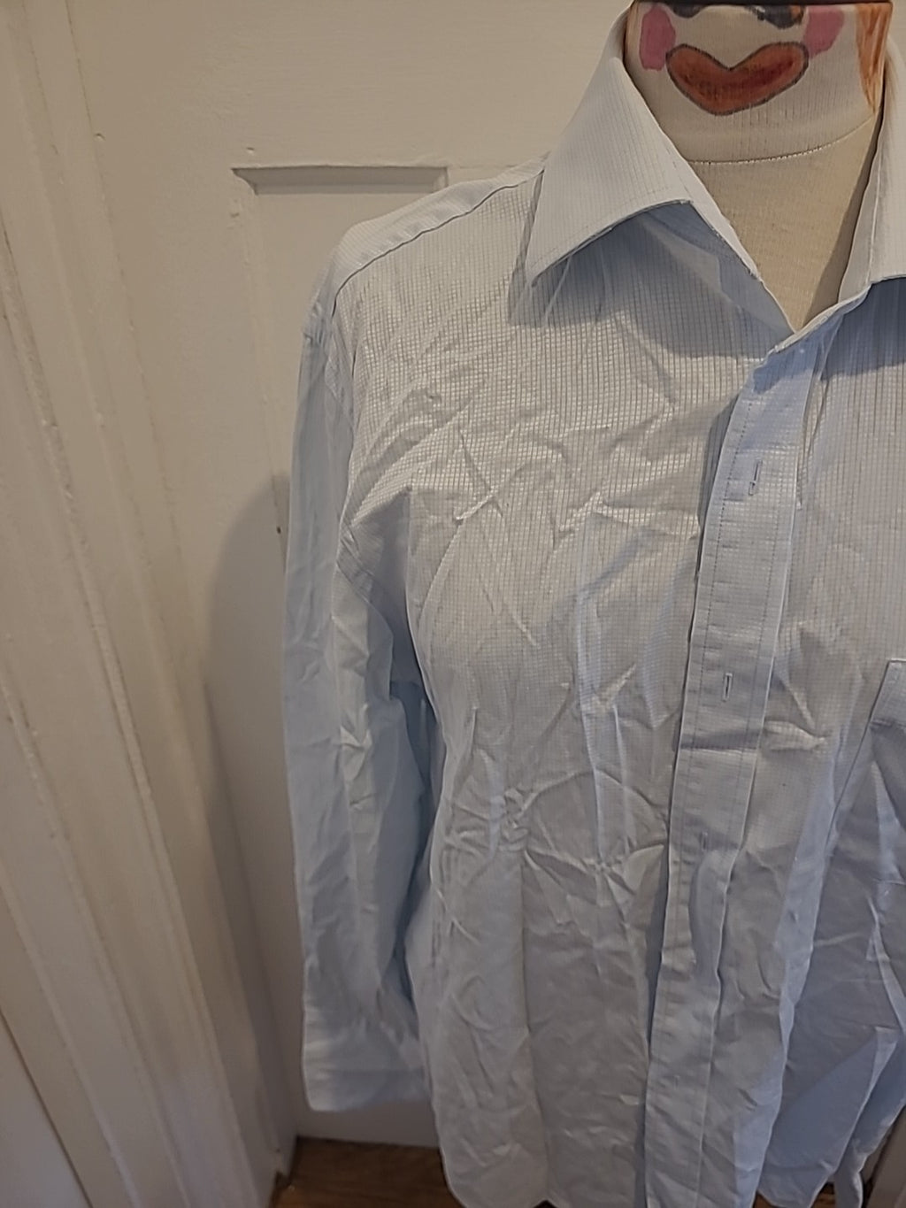 Mens Next City Collection Size 16.5" Blue Detailed Pure Cotton Long Sleeved...