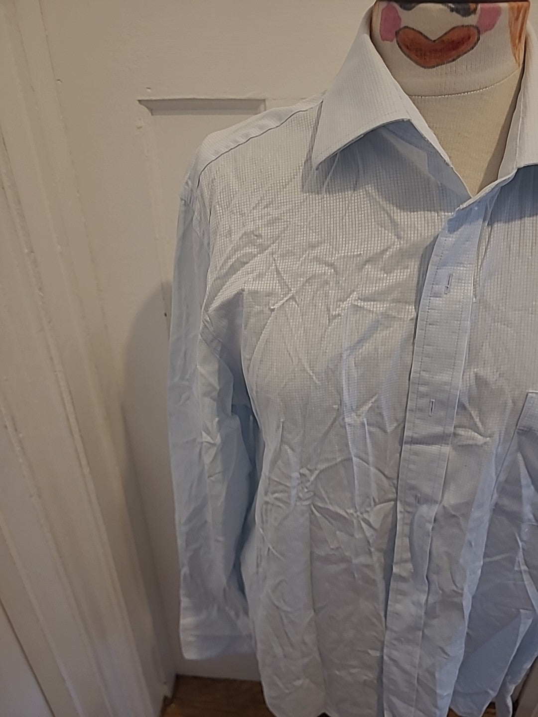Mens Next City Collection Size 16.5" Blue Detailed Pure Cotton Long Sleeved...