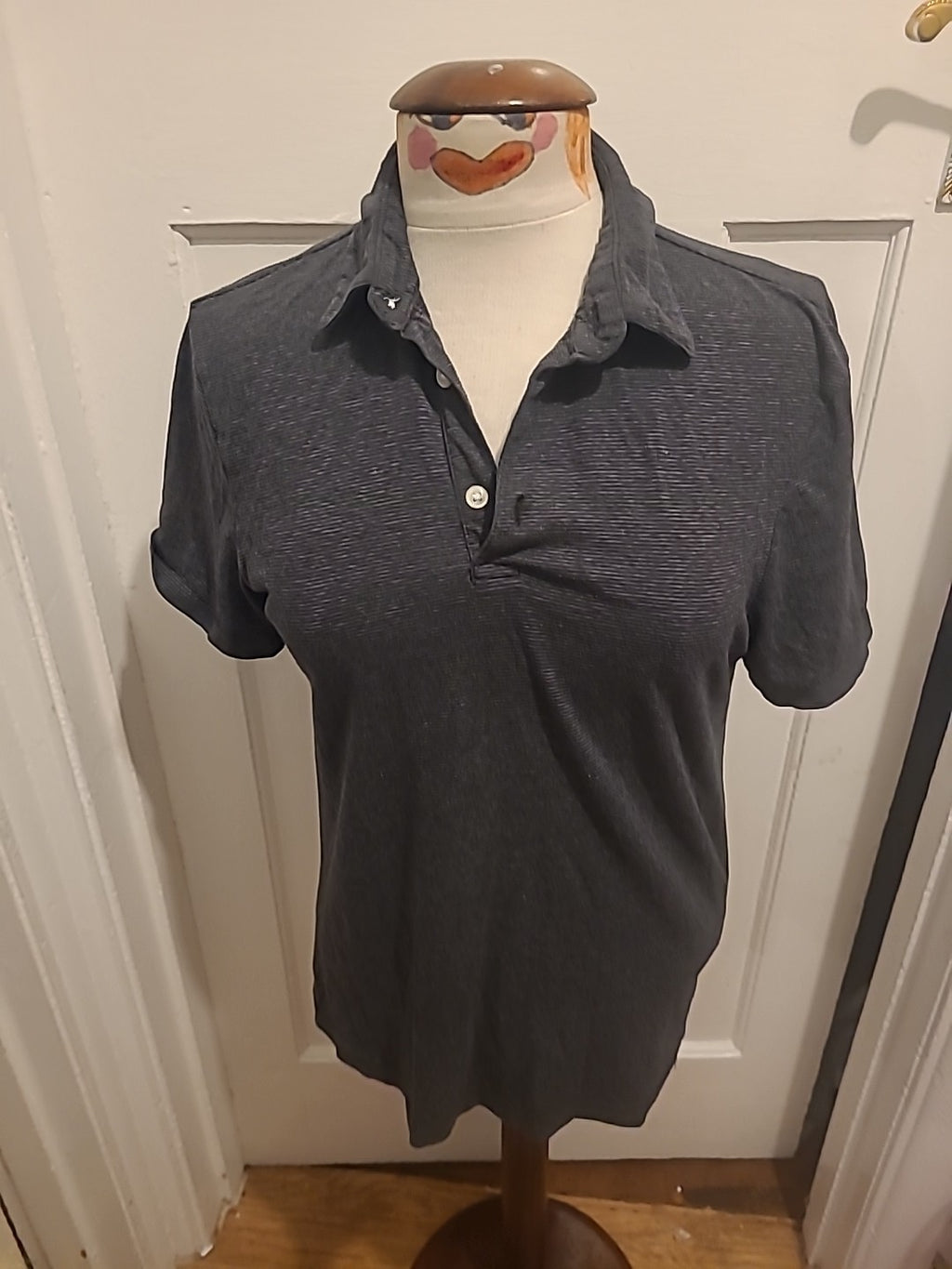 Mens H&M Slim Fit Size Small Navy Toned Striped Polo