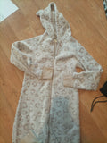 Ladies Next Size Small Beige And Brown Full Zip All In One Nightwear