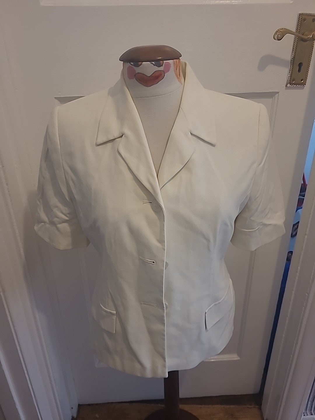 Ladies Marks And Spencer Size 12 Cream Padded Lightweight Blazer