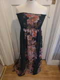 Ladies Miss Selfridge Size 10 Black Floral Elasticated Hem Sleeveless Strapless