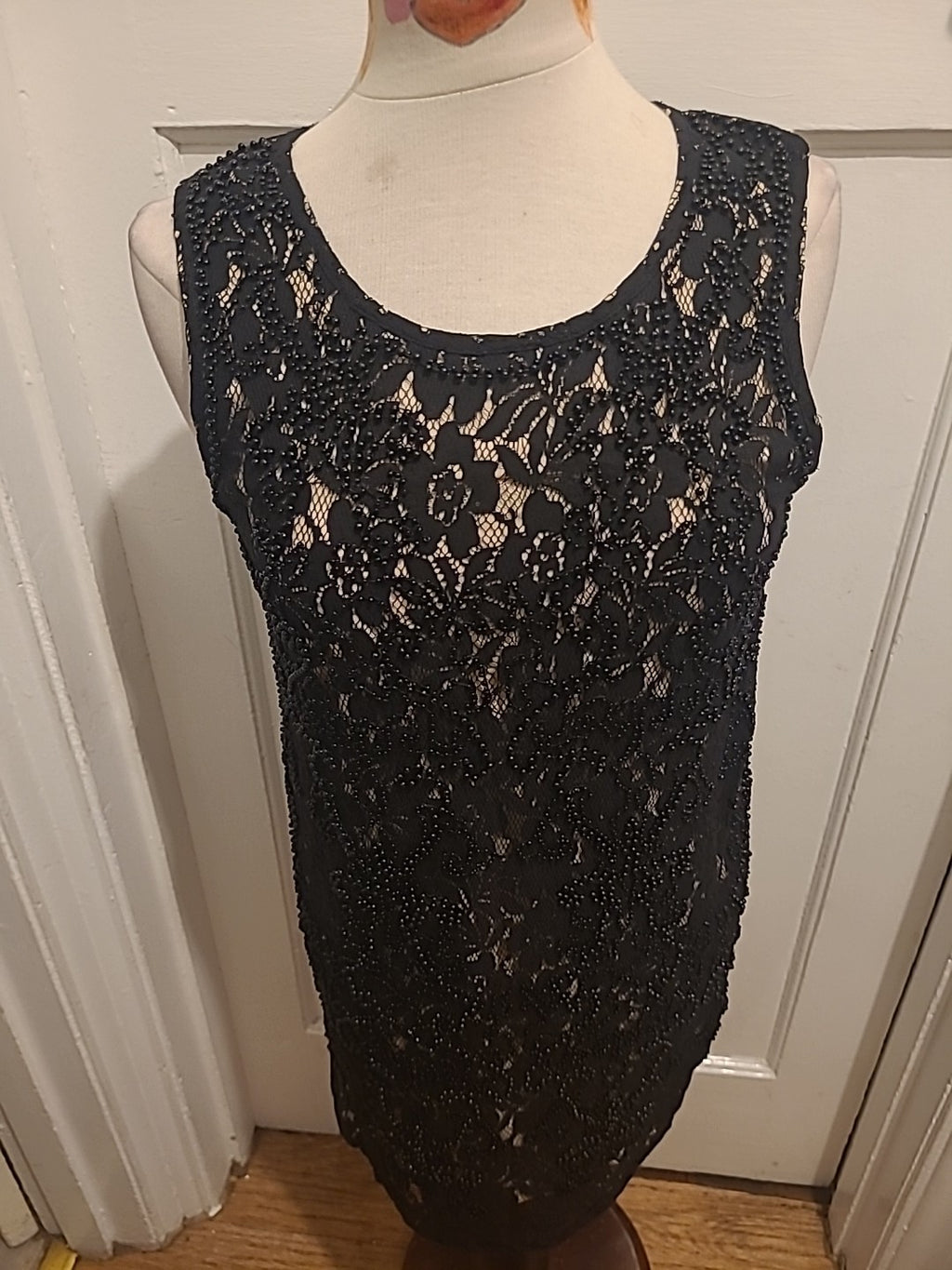 Ladies Mela Loves London Size 10 Black/Beige Lined Floral Sleeveless Dress