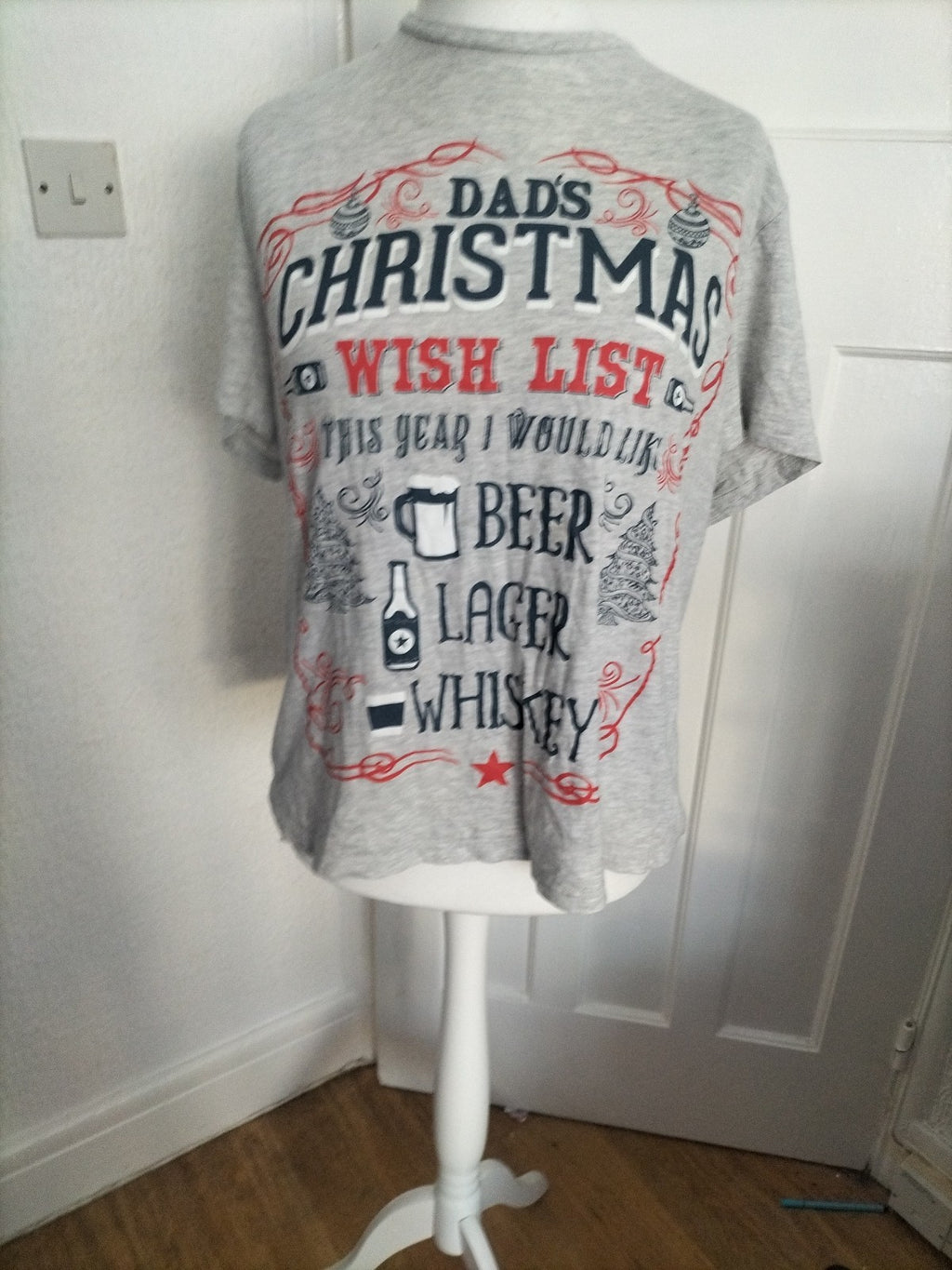 Mens George Size XL Grey Christmas Beer Tshirt