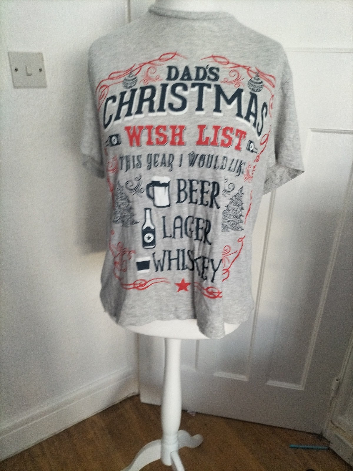 Mens George Size XL Grey Christmas Beer Tshirt