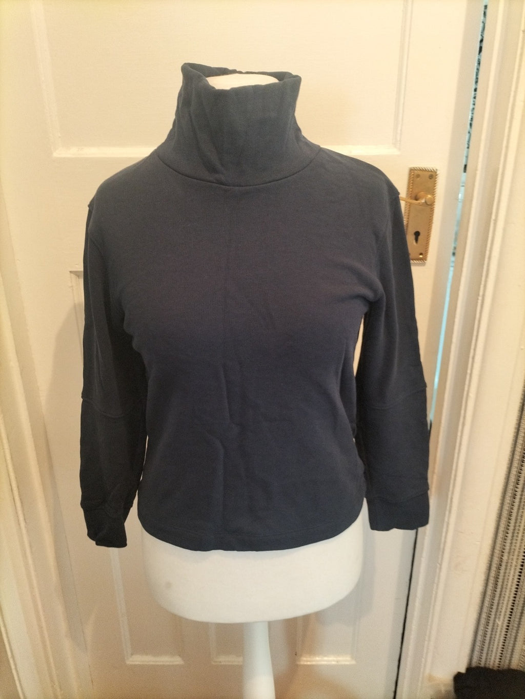 Ladies Marks And Spencer Size 6 Navy High Neck Long Sleeved Jumper