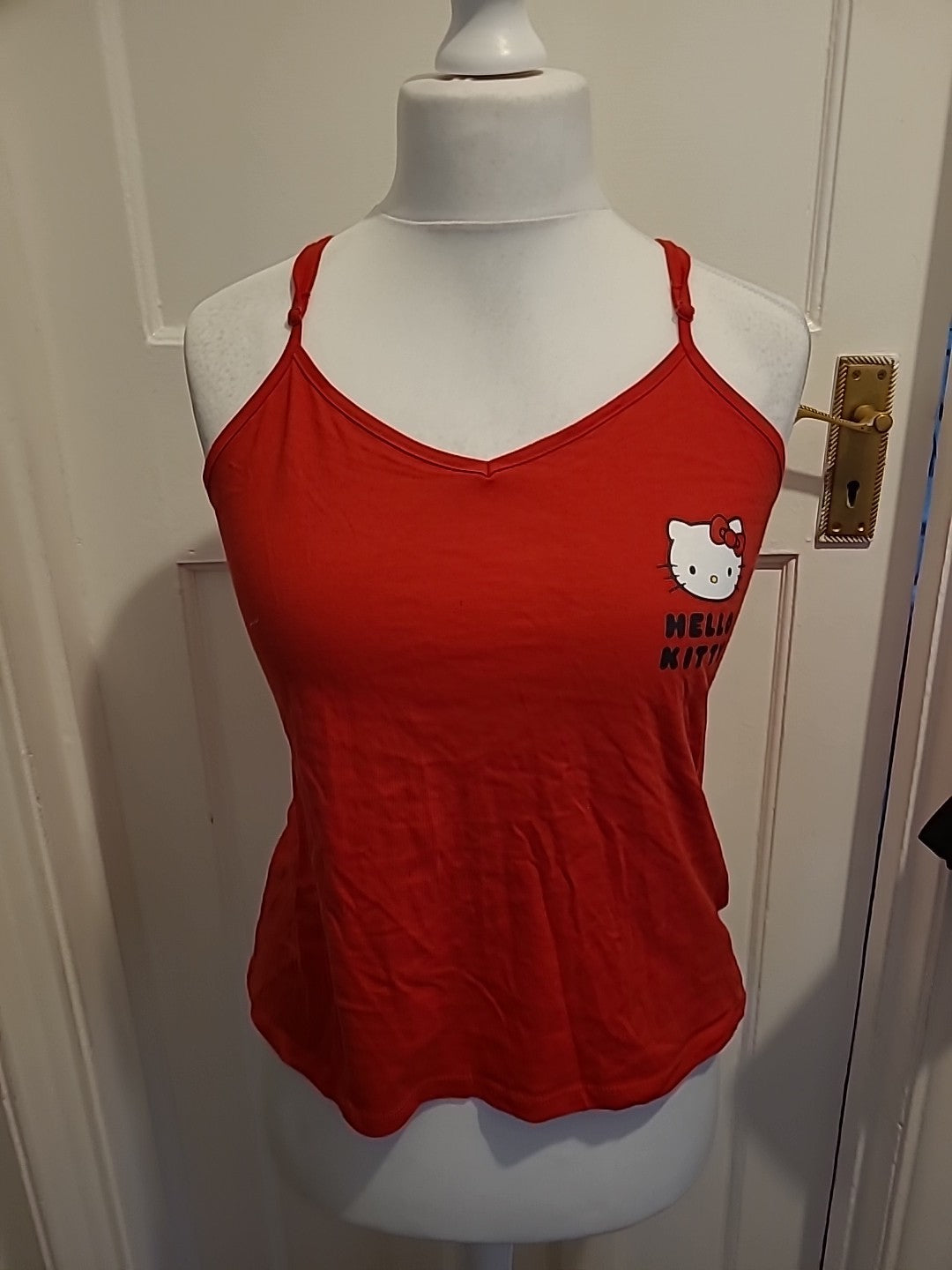 Ladies Hello Kitty Size 6-8 Red Pyjama Top