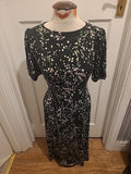 Ladies Lipsy Size 8 Black Floral Long Length Short Sleeved Dress