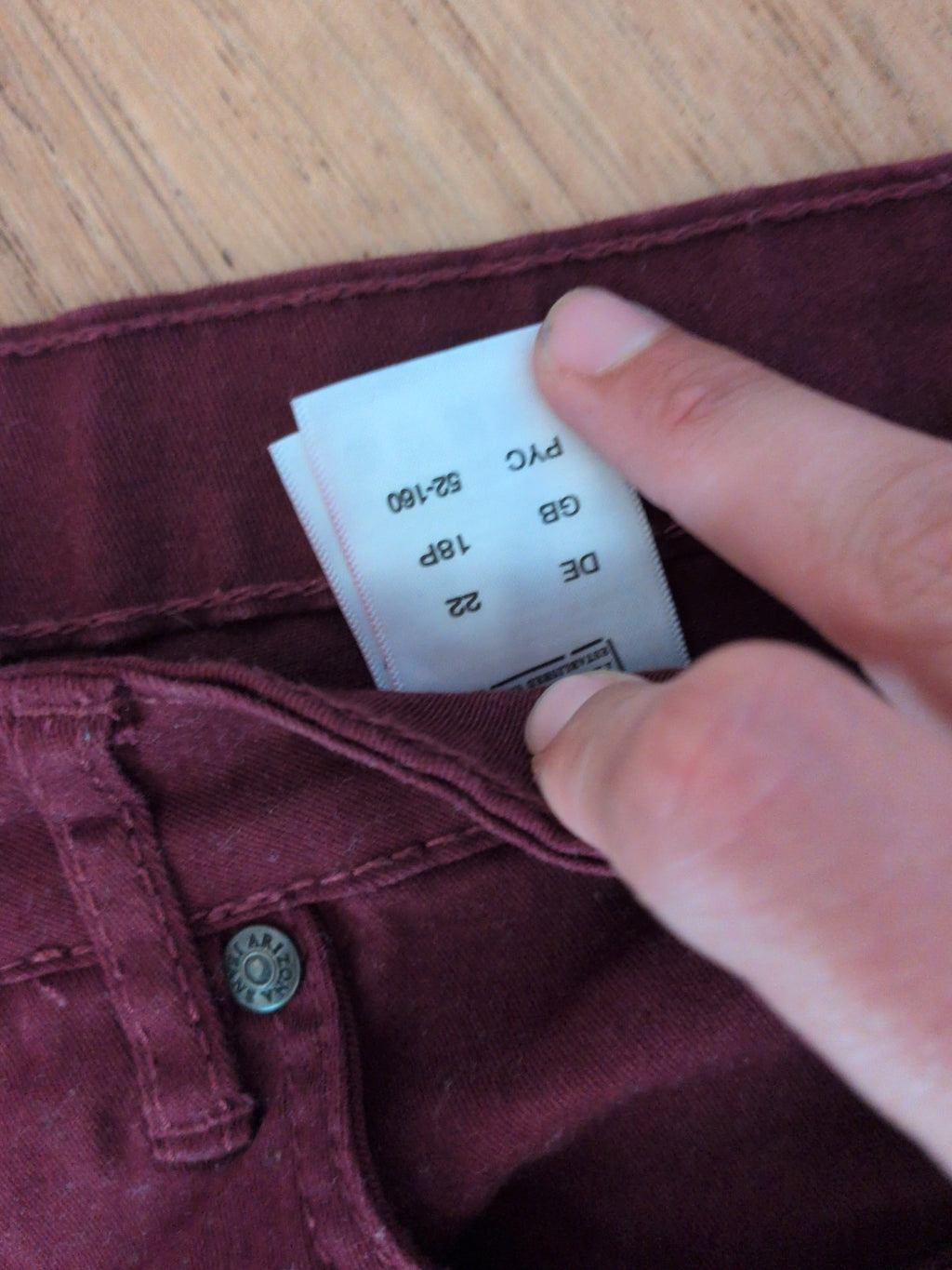 Arizona 18P Burgundy Straight Chino Trousers