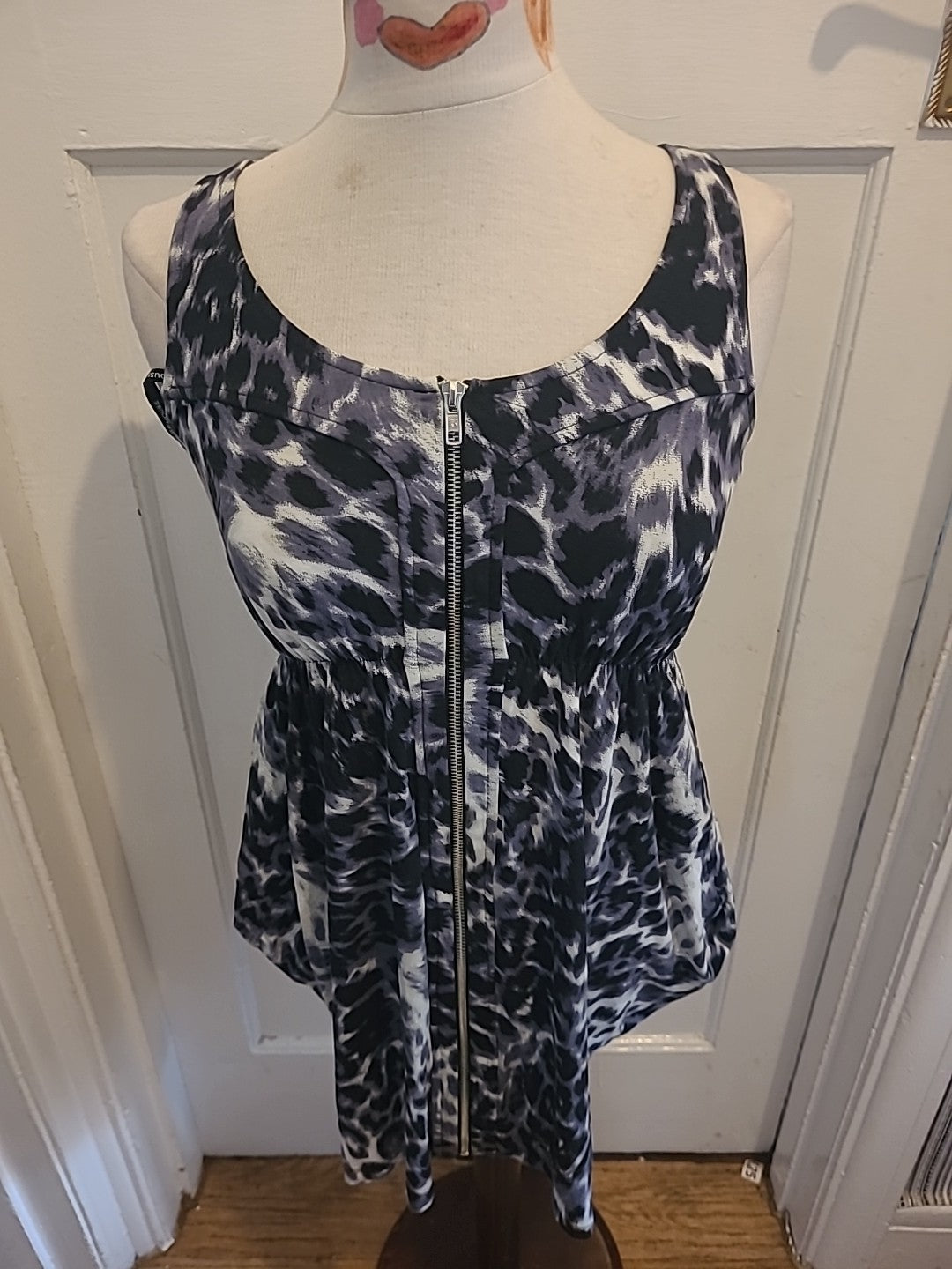 Ladies Warehouse Size 10 Purple Black Scoop Neck Sleeveless Dress