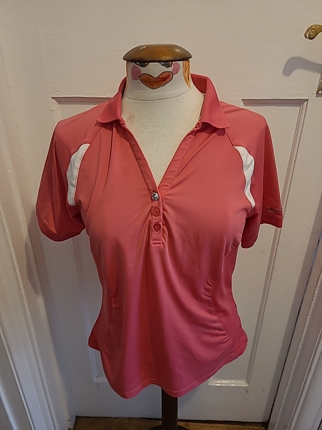 Ladies Wilson Size Large Pink Short Sleeved Golf Polo Shirt