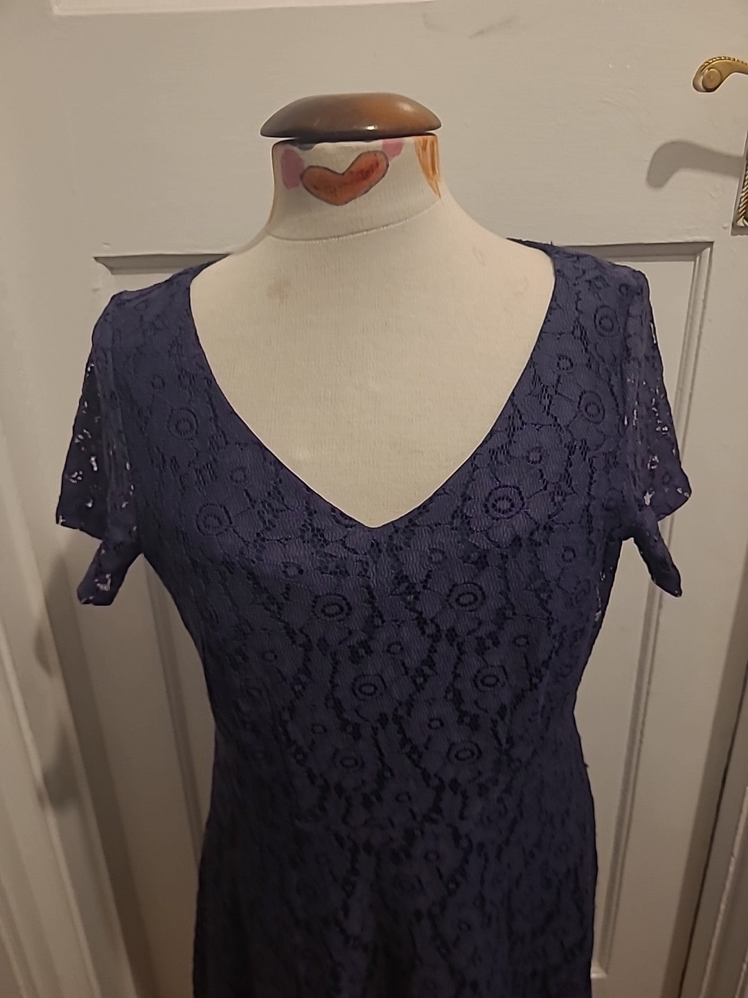 Ladies Marks And Spencer Size 12 Navy Short Sleeve Dress