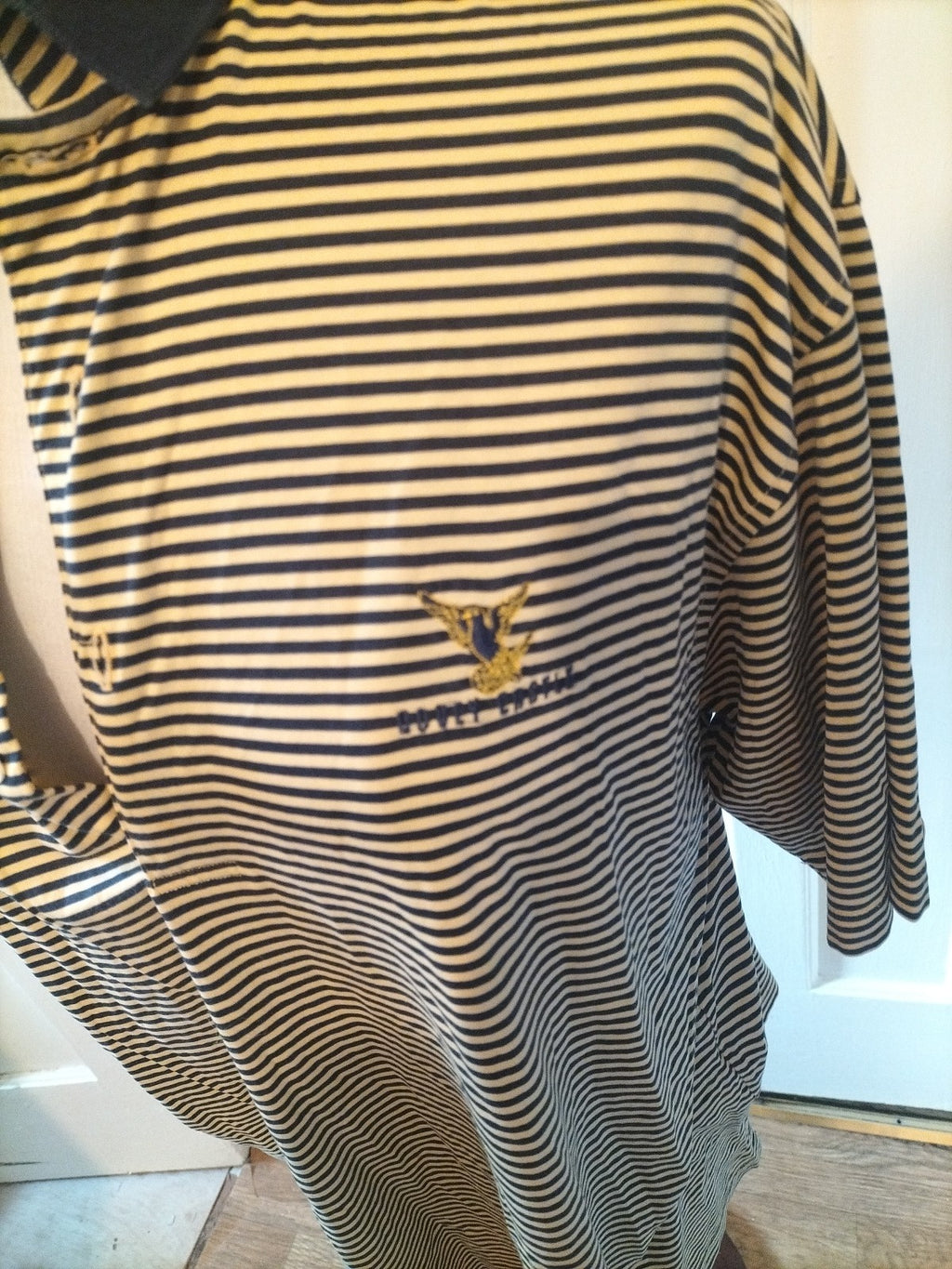 Ladies Fairway Sizr Medium Beige Navy Bovey Castle Short Sleeved Polo