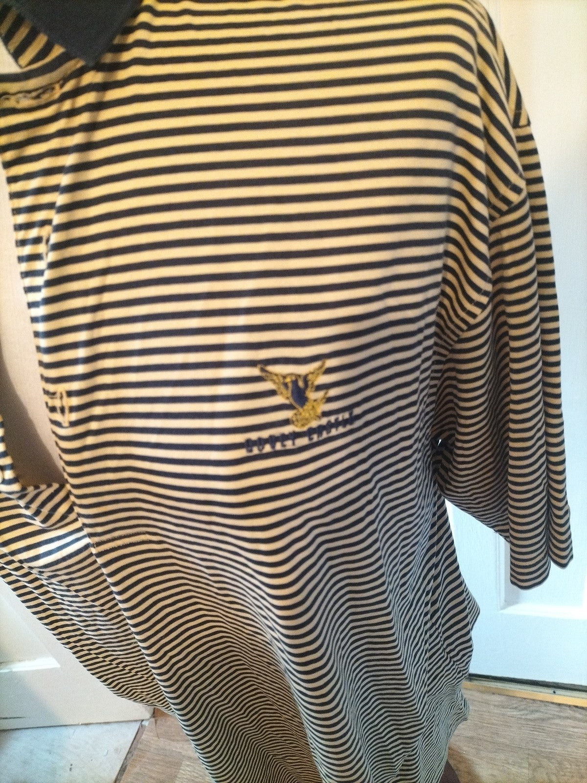 Ladies Fairway Sizr Medium Beige Navy Bovey Castle Short Sleeved Polo