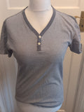 Next Medium Blue Stripe V Neck Laundered T-shirt