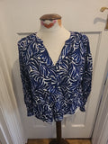Ladies H&M Size Small Blue And White Long Sleeve Blouse
