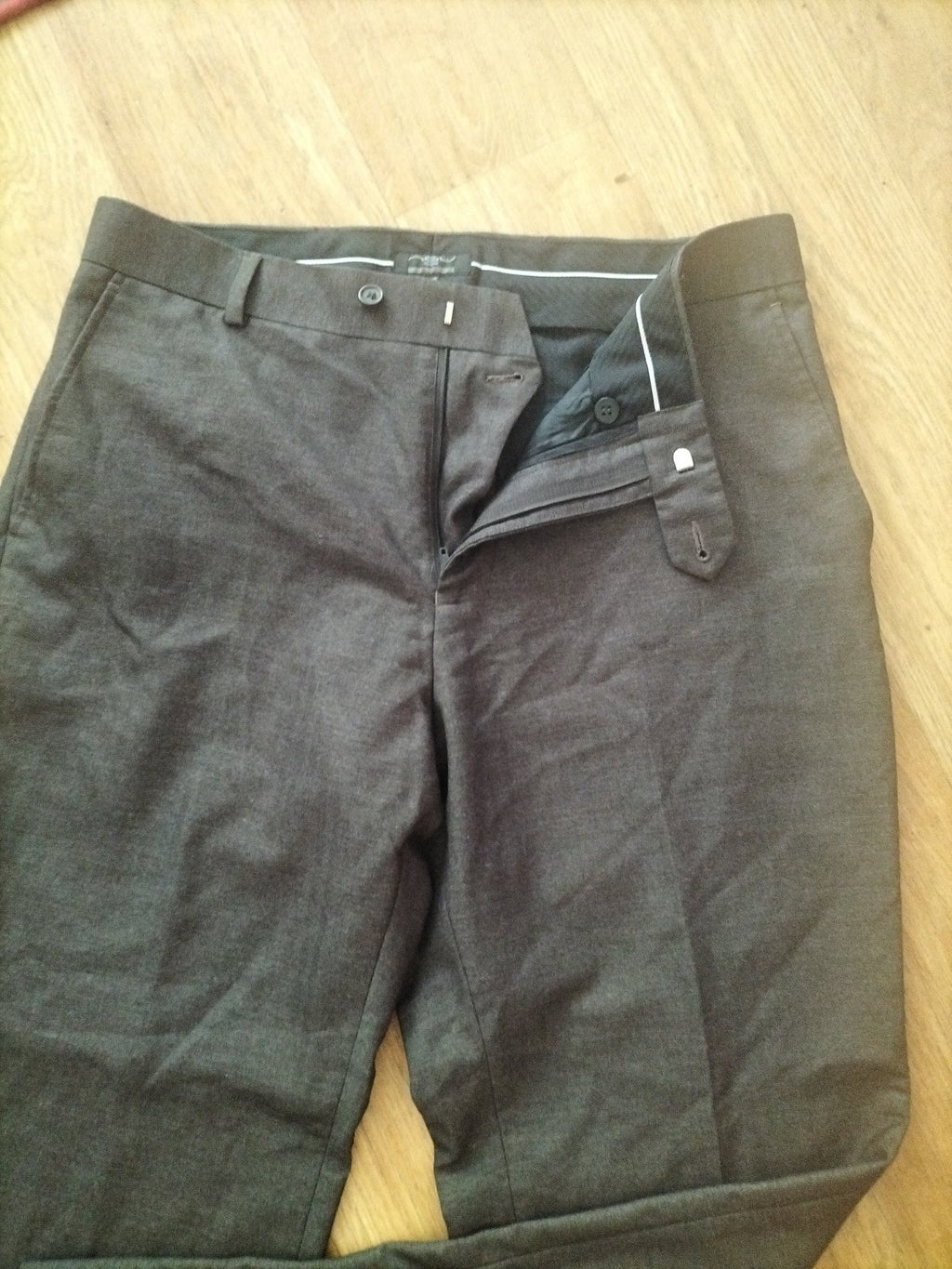 Mens New Look Size 34S Grey Formal Trousers