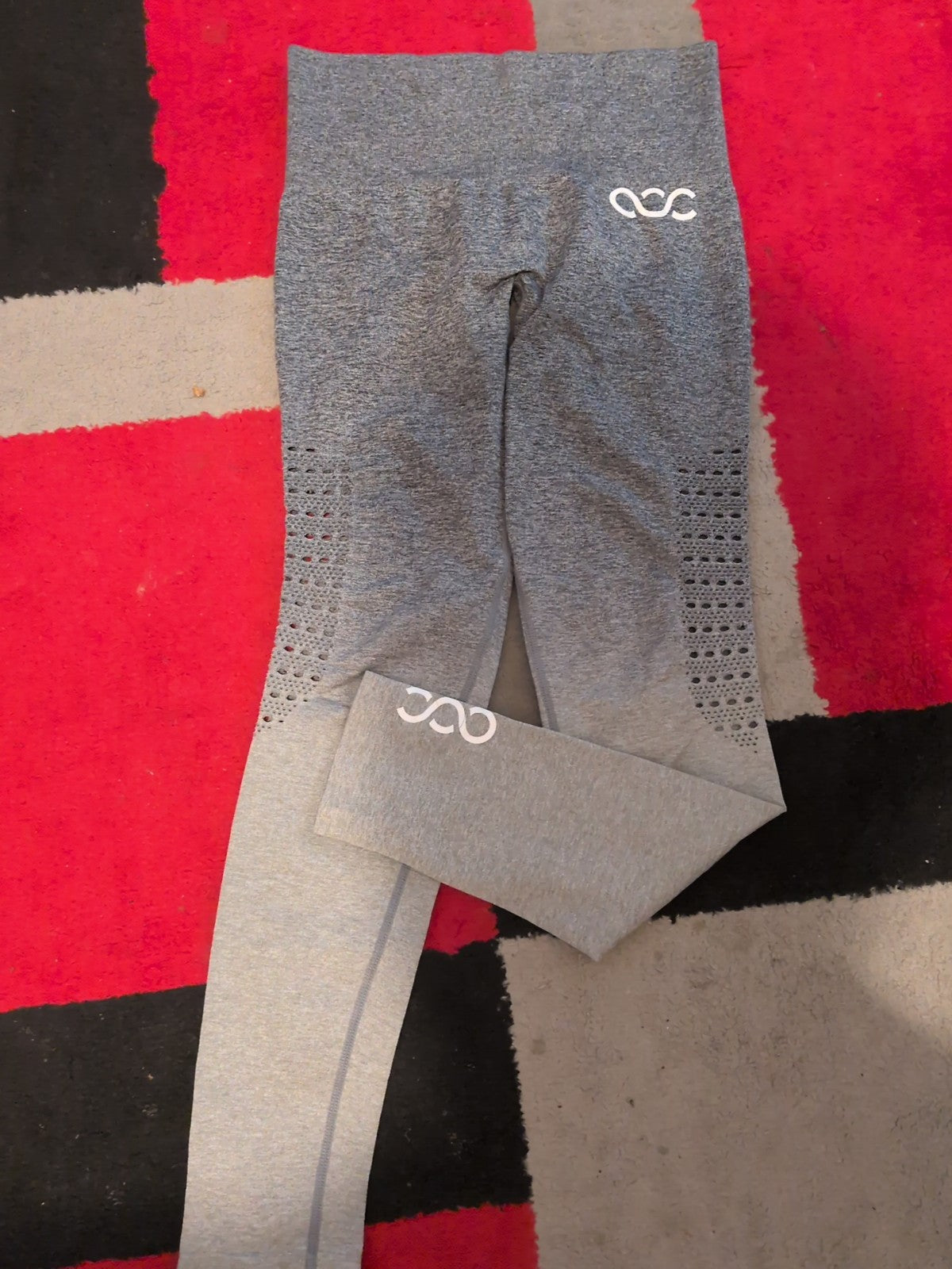 Ladies Medium Grey With Hole Pattern Nylon Leggings