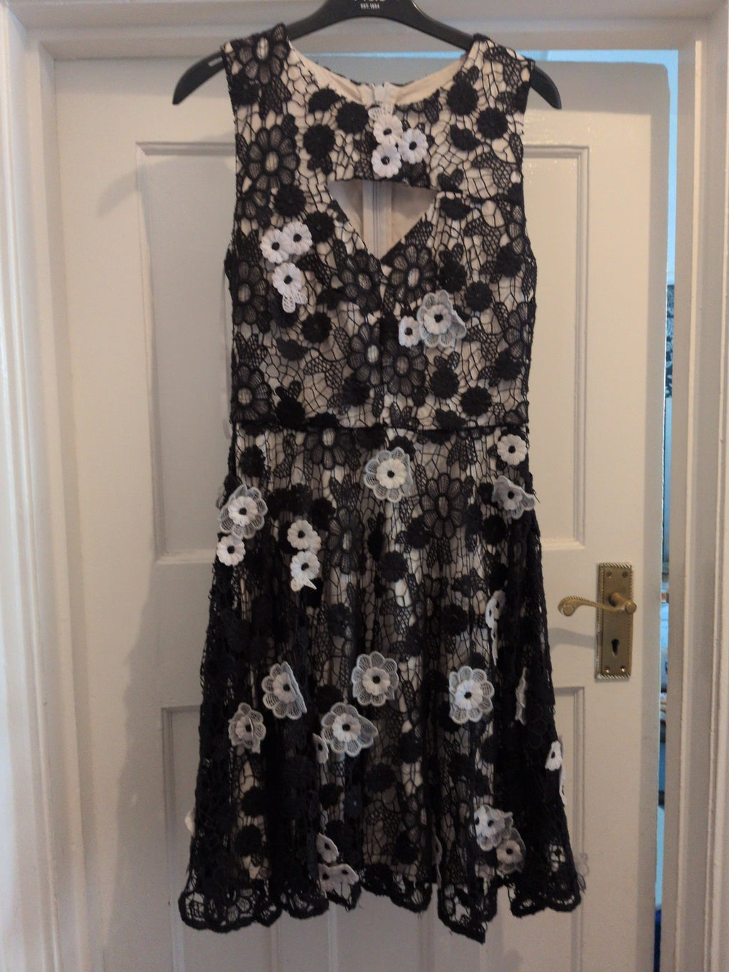French Connection 10 Lace Floral Sleeveless Lined Back Zip Dress