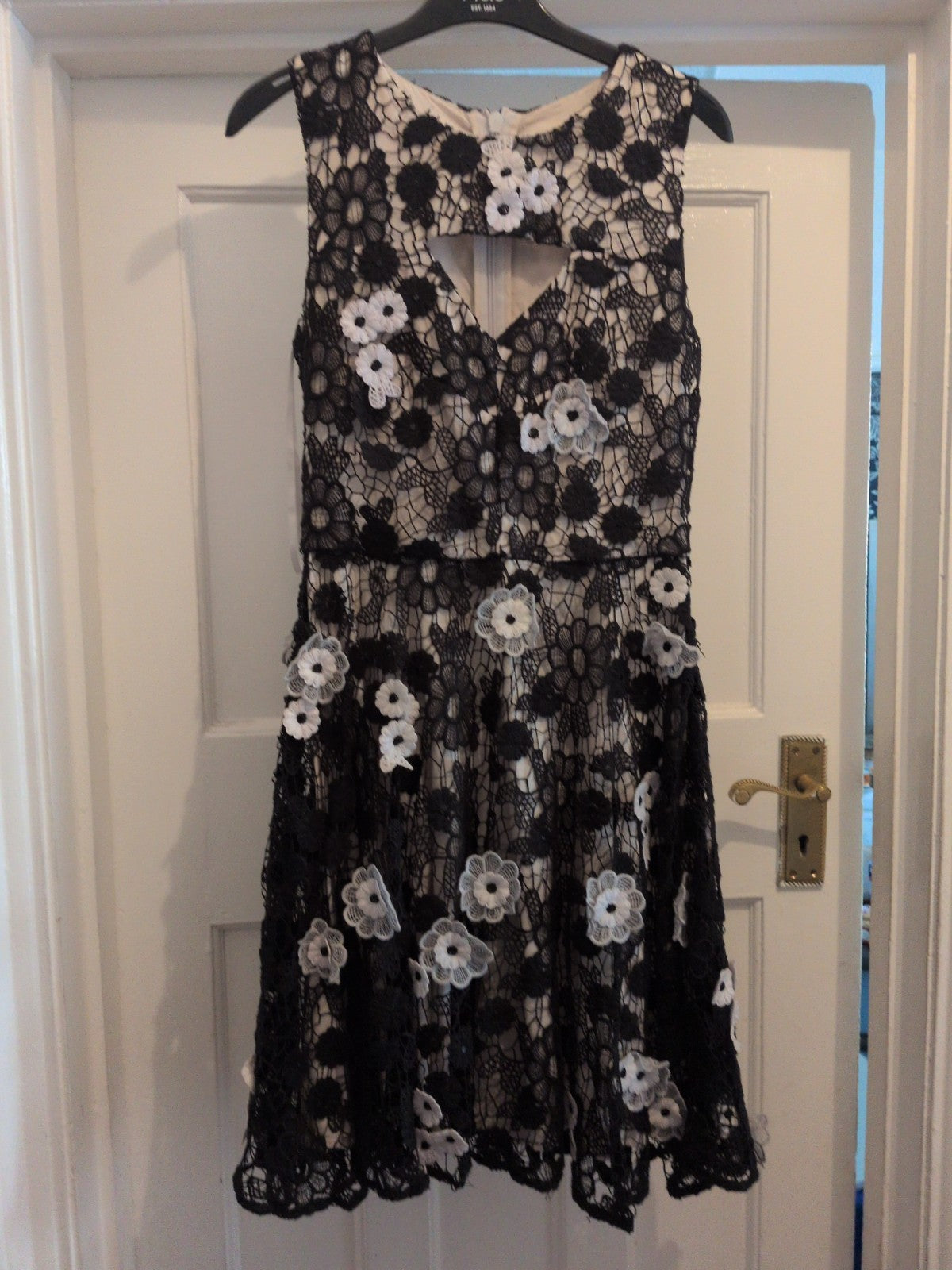 French Connection 10 Lace Floral Sleeveless Lined Back Zip Dress