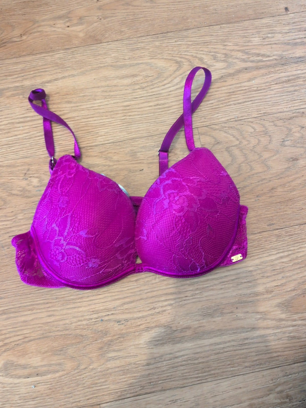 Secret Possessions Purple Lace Floral Padded And Wired Bra