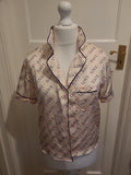 Ladies Primark Size 6-8 Pink "Love" Short Sleeved Pyjama Top