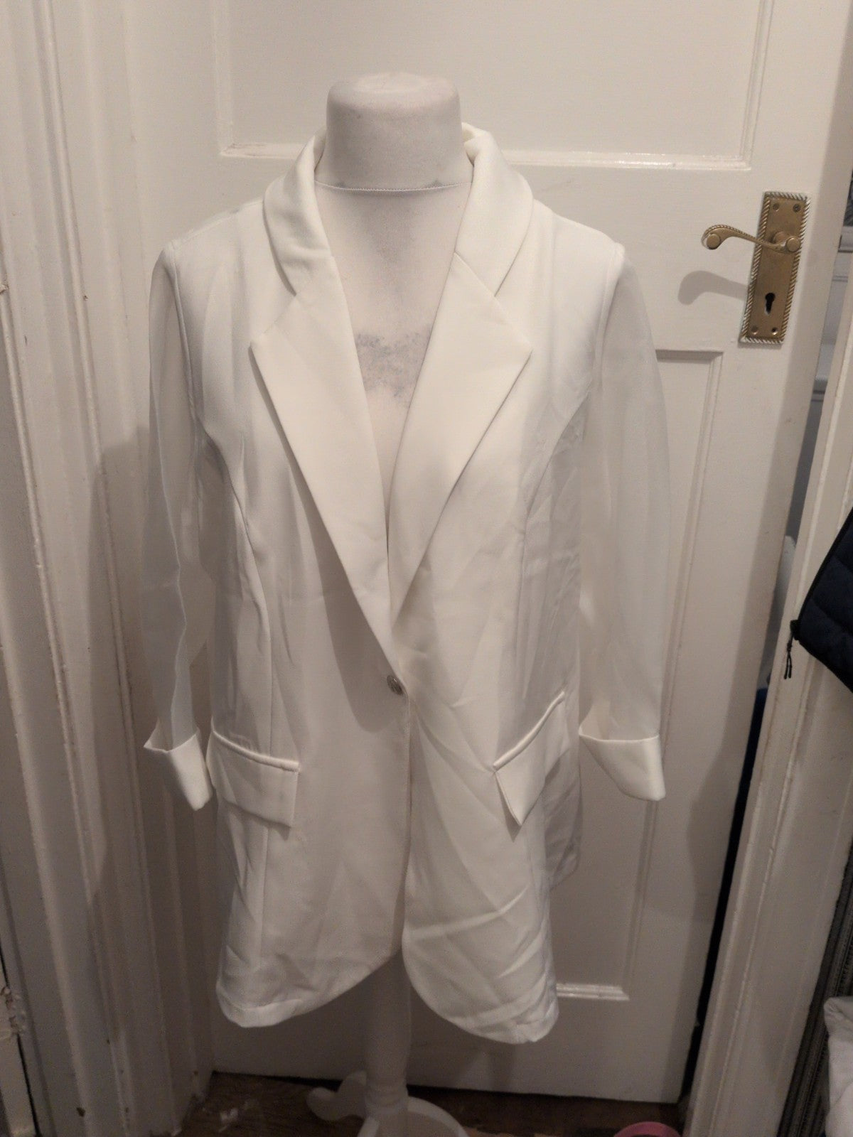 XL White Unpadded Unlined Long Sleeve Blazer