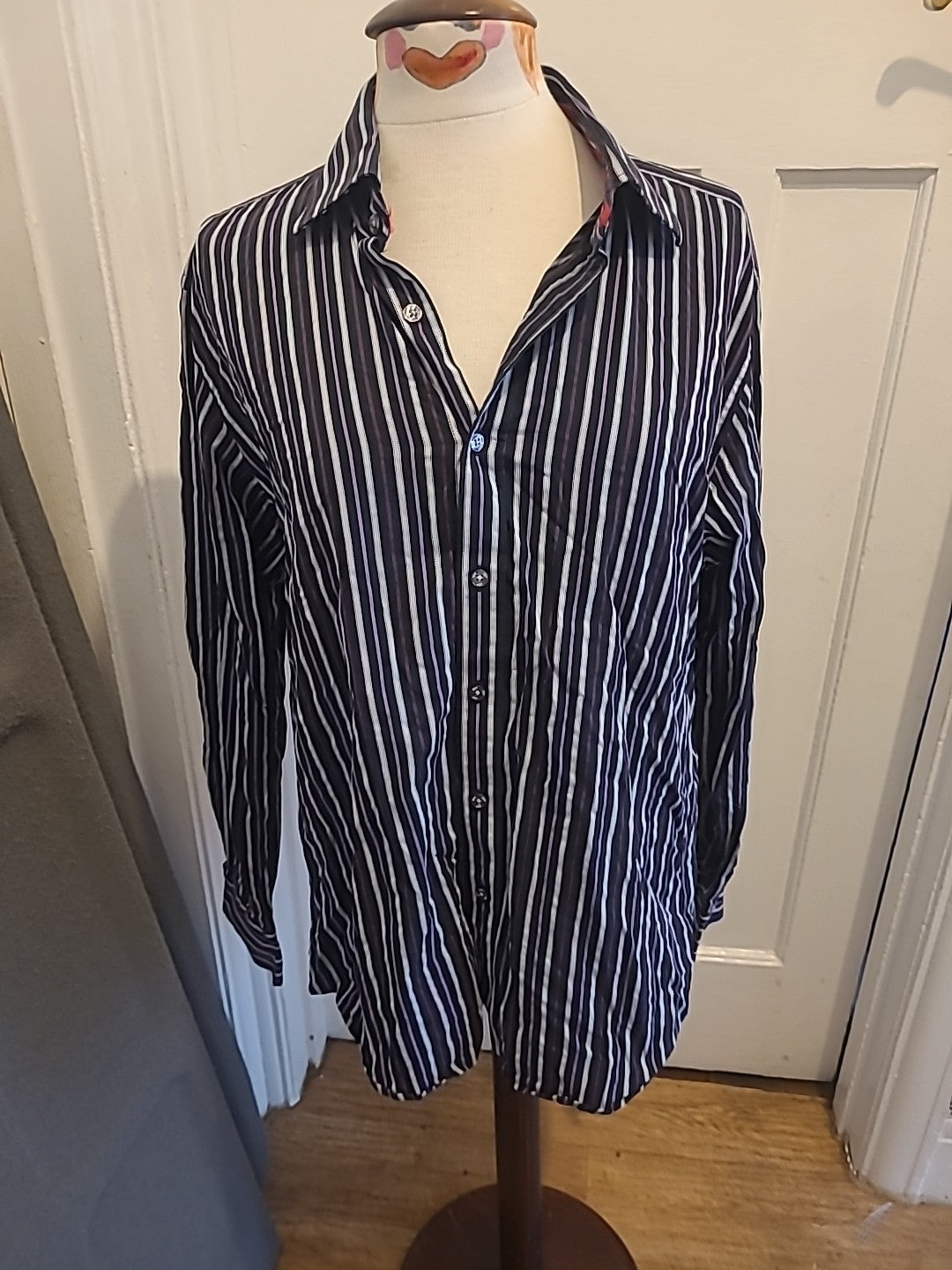 Mens Jeff&Co Size Large Purple White Black Long Sleeved Shirt