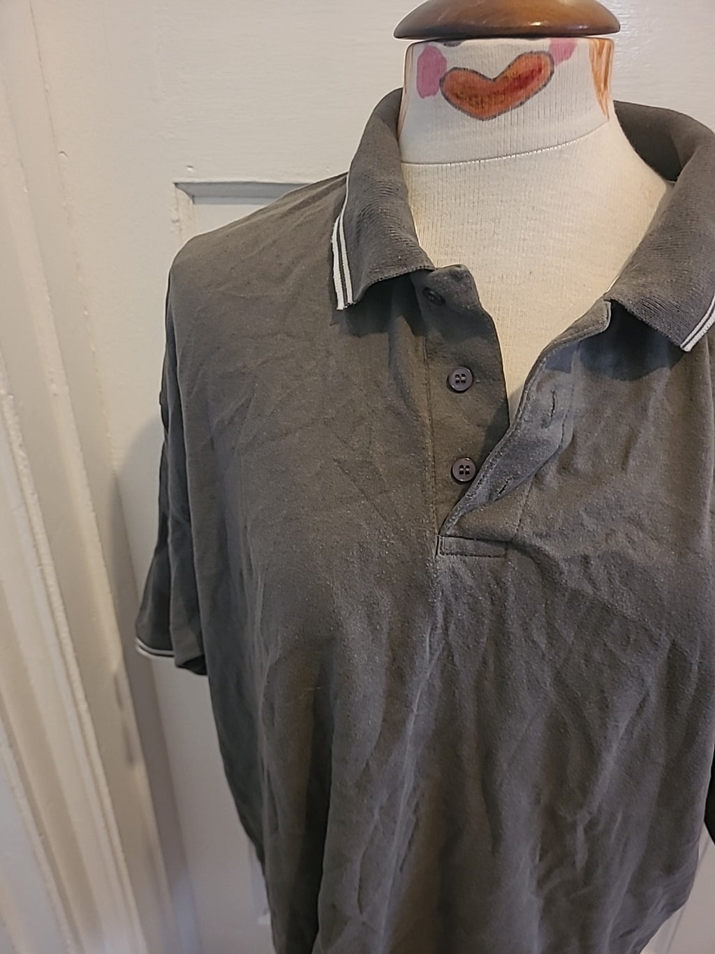 Mens Cedarwood State Size XL Grey With White Short Sleeved Polo