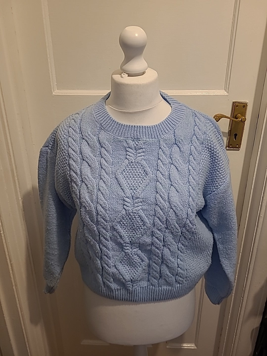 Ladies Shein Size Large Baby Blue Patterned Knit Jumper